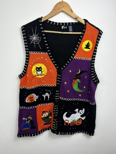 Gilet maglia ricamato strega